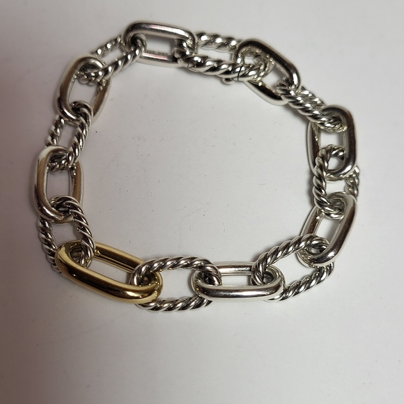 DY Madison Chain Sterling Silver and Gold Bracelet. #109 - Picture 5 of 14